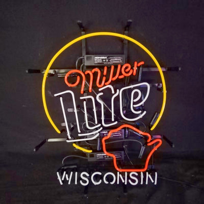 Miller Lite & Wisconsin State Neon Signs