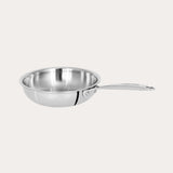 CRISTEL USA Mini Frying Pan in three sizes stacked on a wooden countertop