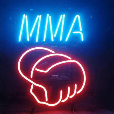 MMA Mixed Martial Arts Neon Signs Light glowing in a darkened room