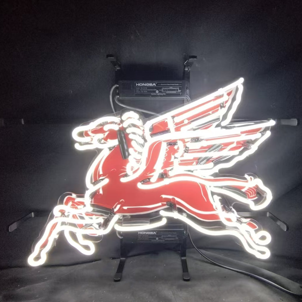 Mobilgas Gas Oil Flyin Horse White Neon Signs Light by Neon Signs Land - main product image for Resin Society
