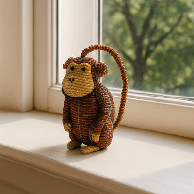 Handmade Beaded Baby Monkey â€“ Haitian Artisan Animal Figurine.