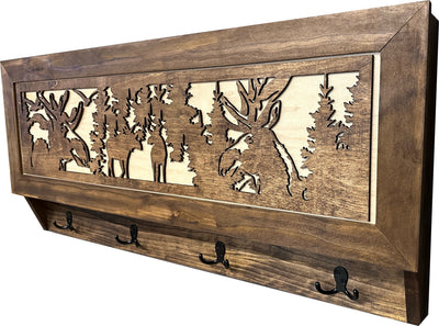 Moose Hunting Hidden Gun Storage Coat Rack Concealment Shelf by Bellewood Designs - product image 14 for Resin Society