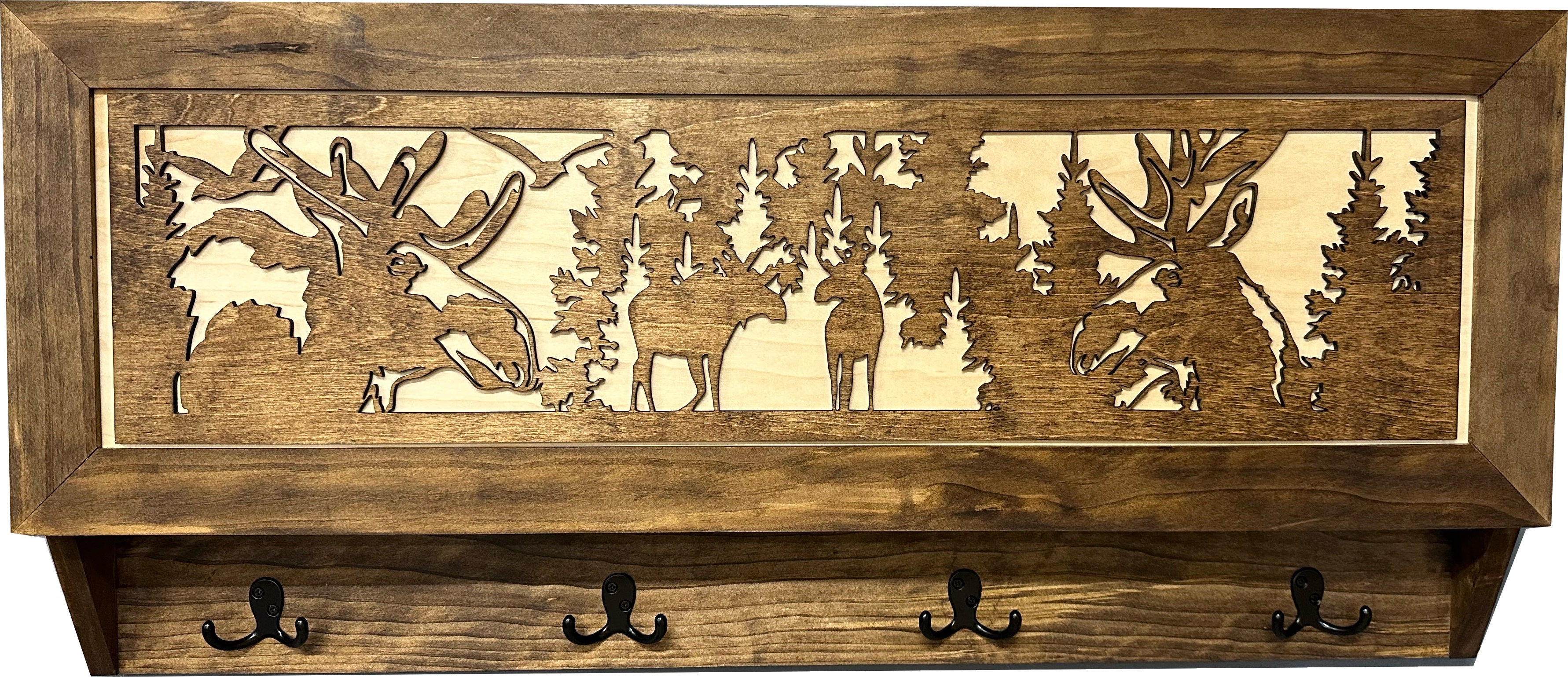 Moose Hunting Hidden Gun Storage Coat Rack Concealment Shelf by Bellewood Designs - product image 9 for Resin Society
