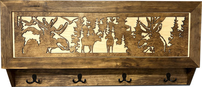 Moose Hunting Hidden Gun Storage Coat Rack Concealment Shelf by Bellewood Designs - product image 9 for Resin Society