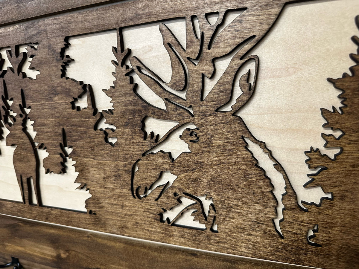 Moose Hunting Hidden Gun Storage Coat Rack Concealment Shelf by Bellewood Designs - product image 15 for Resin Society