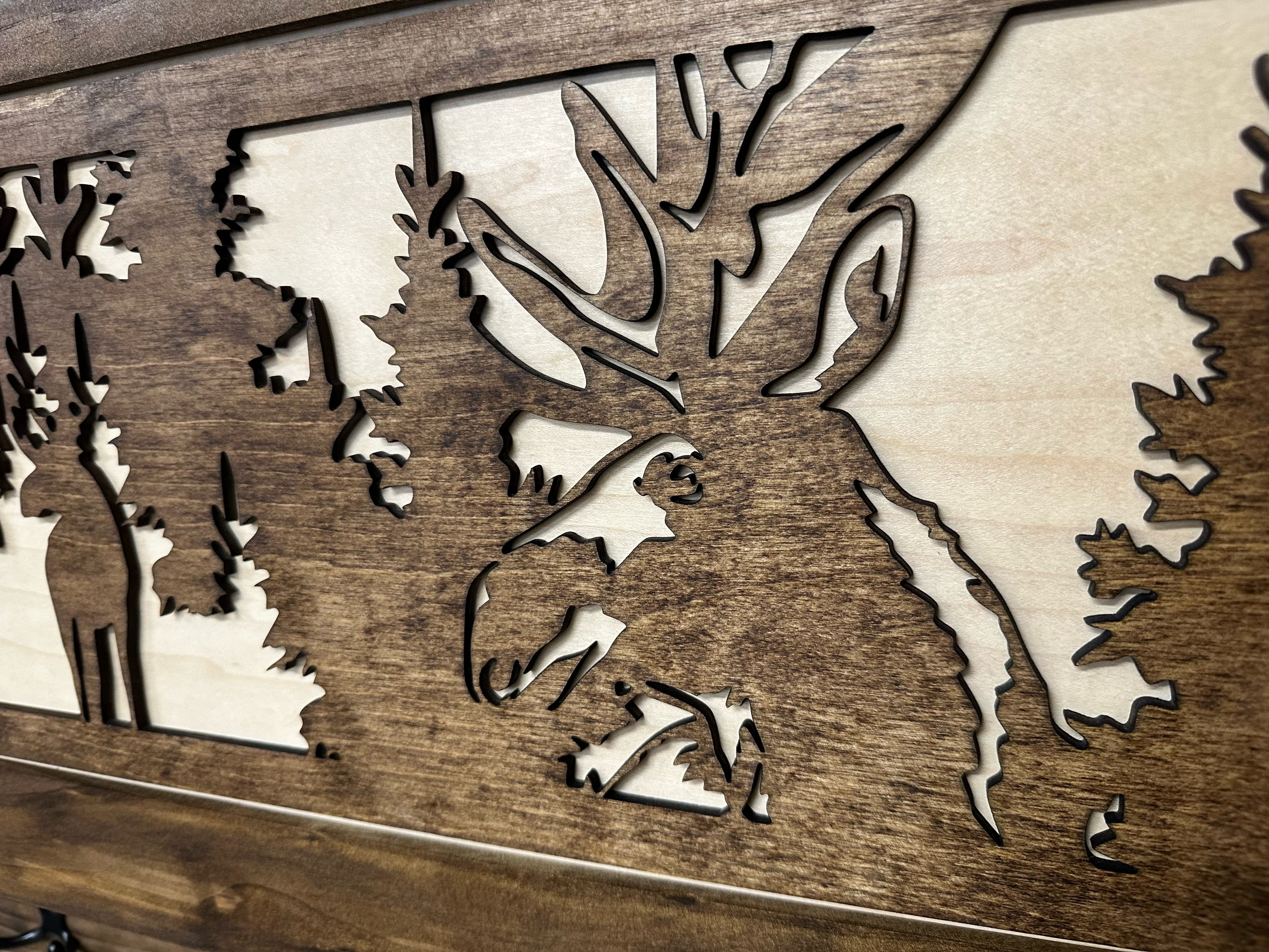 Moose Hunting Hidden Gun Storage Coat Rack Concealment Shelf by Bellewood Designs - product image 15 for Resin Society