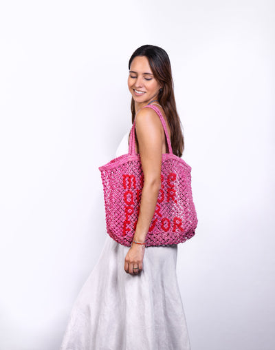 More Amor Por Favor Macrame Jute Tote by Tin Marin Brand - product image 4 for Resin Society