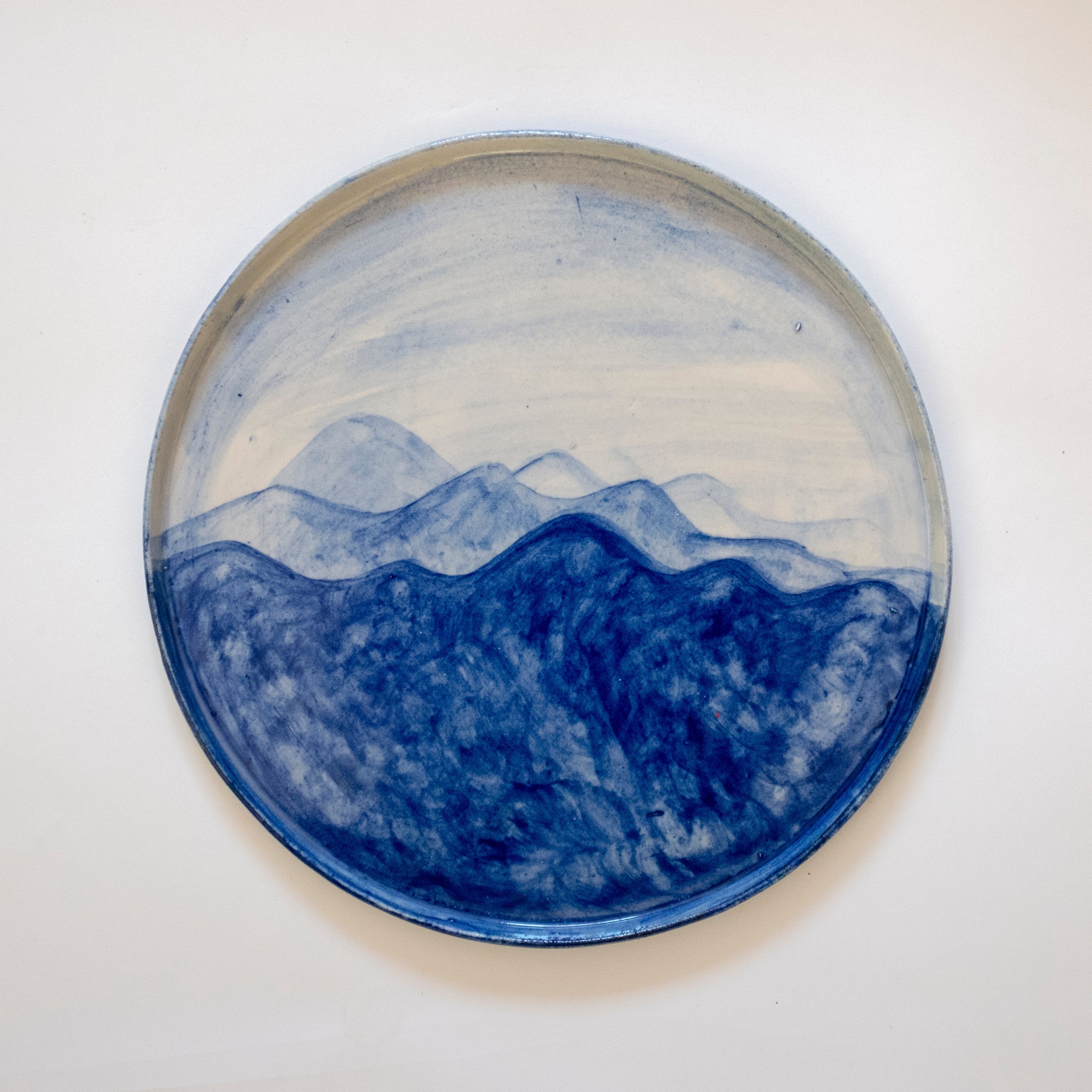 PCH serving platter showing mountain-inspired hand-painted design by rust designs