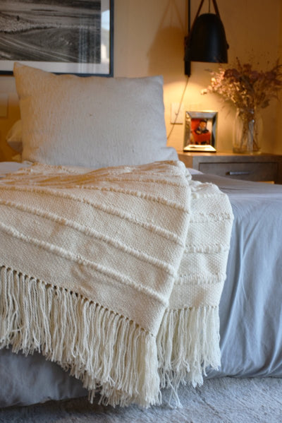 Multi Striped Natural Throw Blanket by Homelosophy