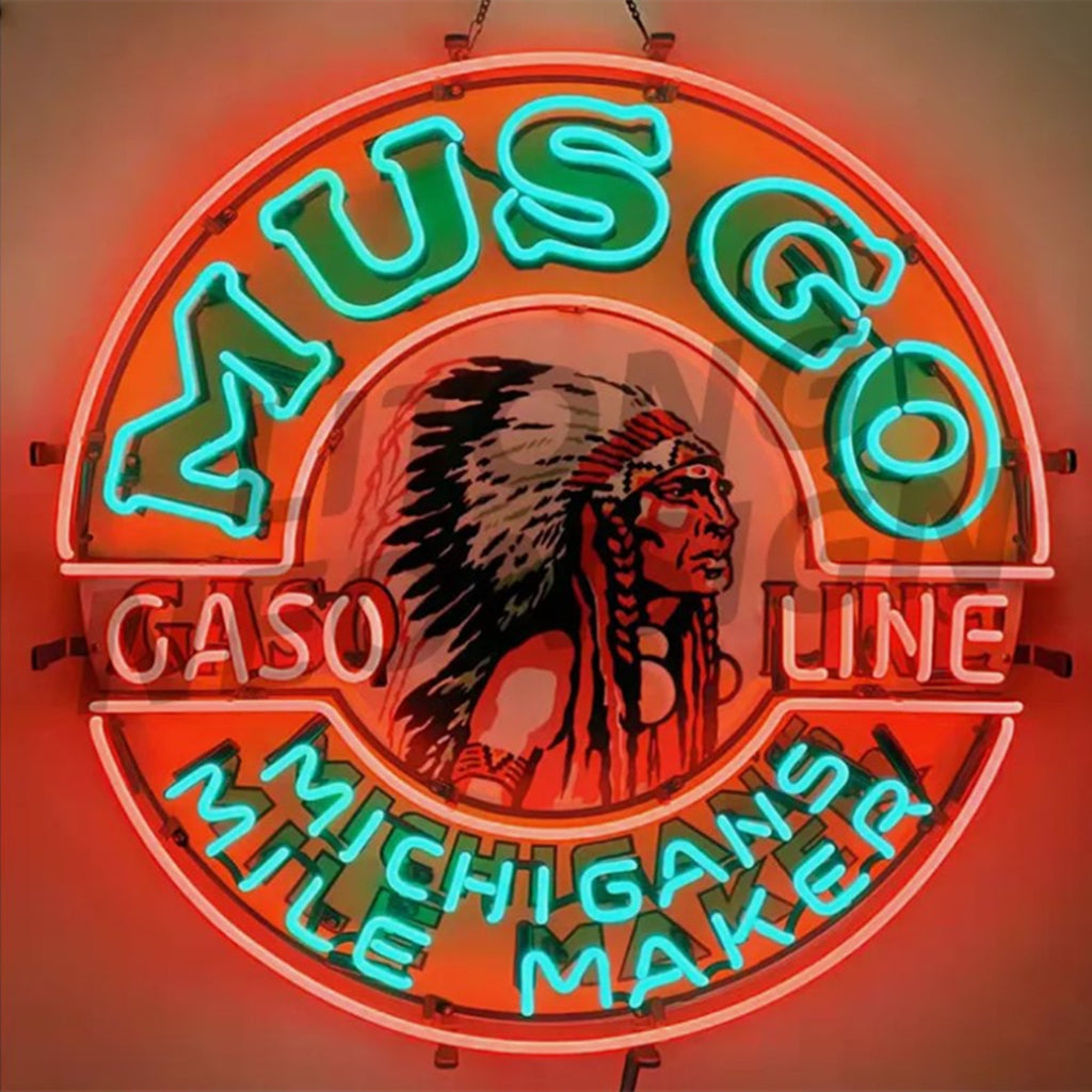 Musgo Gasoline Michigans Mile Maker Neon Signs by Neon Signs Land - main product image for Resin Society