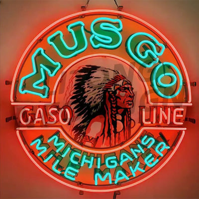 Musgo Gasoline Michigans Mile Maker Neon Signs by Neon Signs Land - main product image for Resin Society