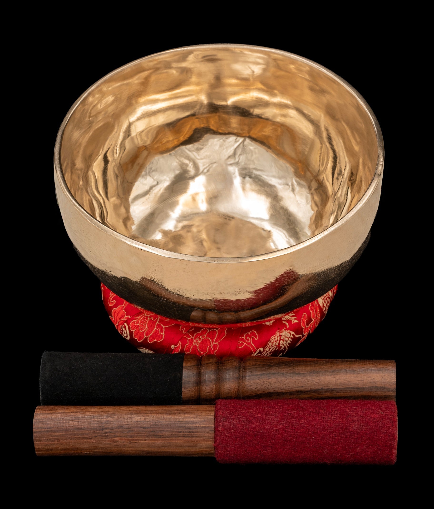 New Thadobati Singing Bowl polished bronze with mallets and cushion