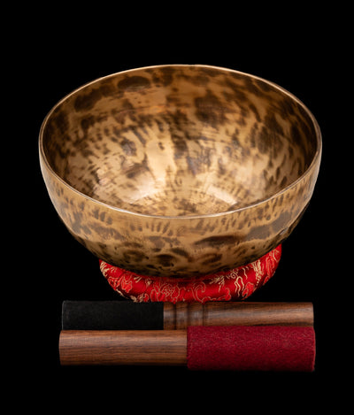 New Thadobati Singing Bowl G# 202Hz 8 inch with tiger finish and mallets