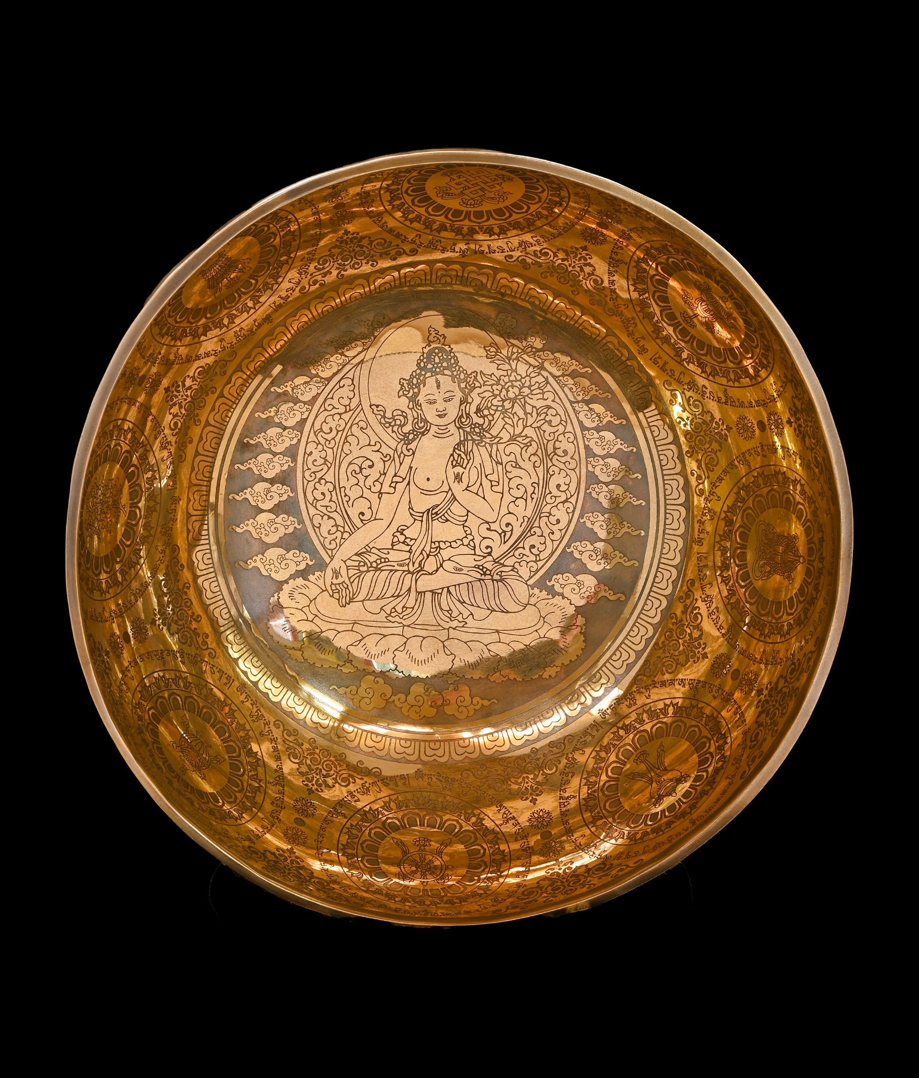 New Etched Jambati White Tara Singing Bowl A2 112Hz 11" N16075 by Bodhisattva Trading Company - product image 2 for Resin Society