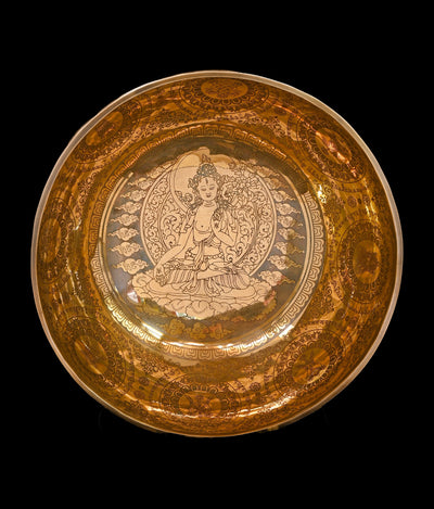 New Etched Jambati White Tara Singing Bowl A2 112Hz 11" N16075 by Bodhisattva Trading Company - product image 2 for Resin Society