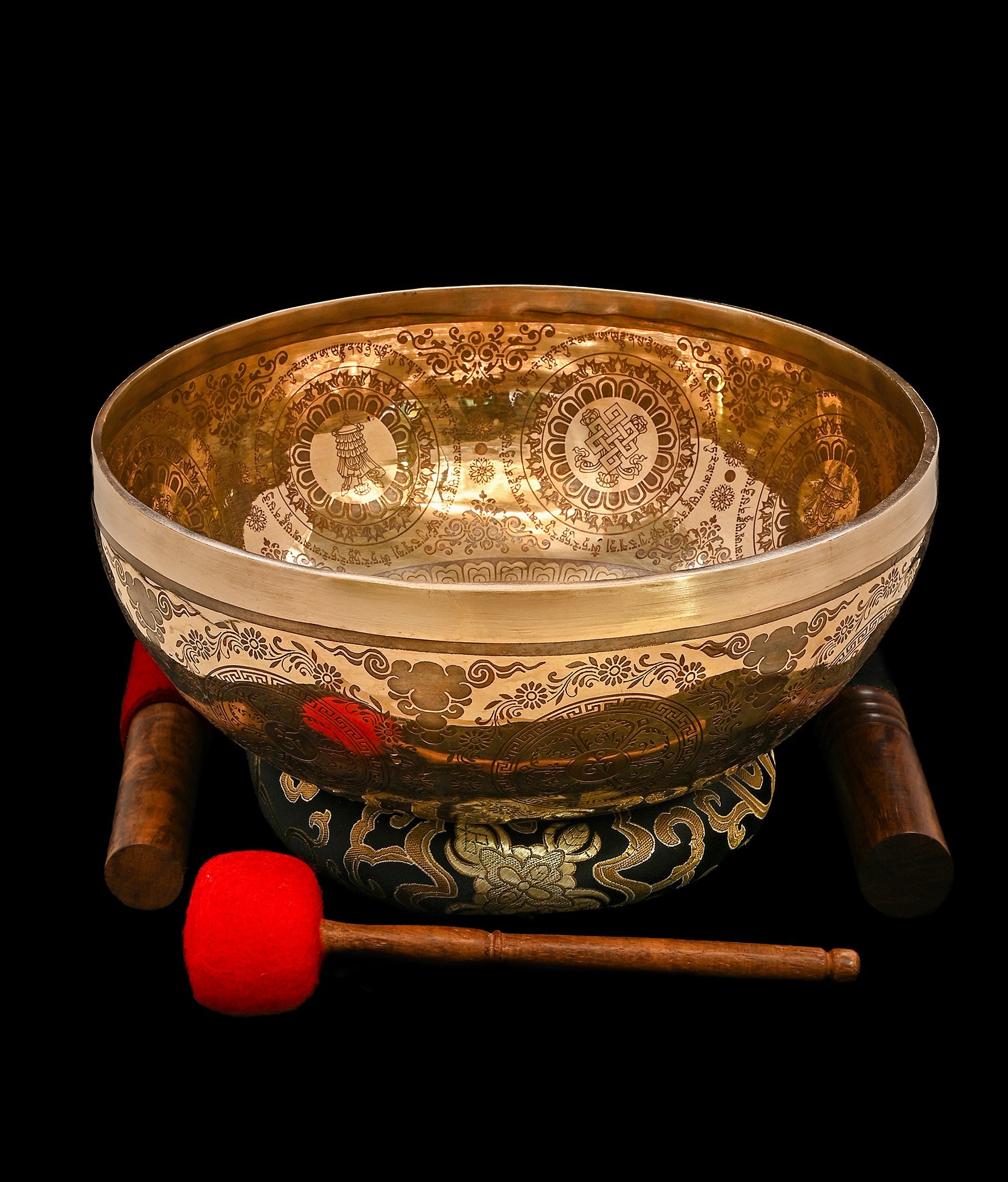New Etched Jambati White Tara Singing Bowl A2 112Hz 11" N16075 by Bodhisattva Trading Company - main product image for Resin Society