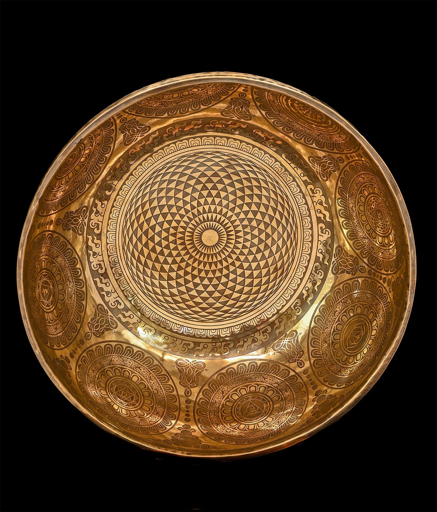 New Etched Jambati Cosmos Jambati Singing Bowl F#2 93Hz 11" N16190 by Bodhisattva Trading Company - product image 2 for Resin Society