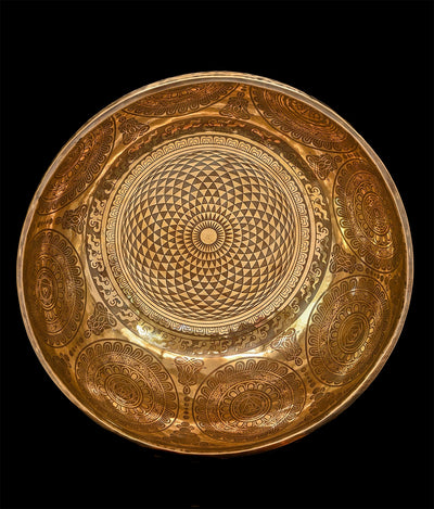 New Etched Jambati Cosmos Jambati Singing Bowl F#2 93Hz 11" N16190 by Bodhisattva Trading Company - product image 2 for Resin Society