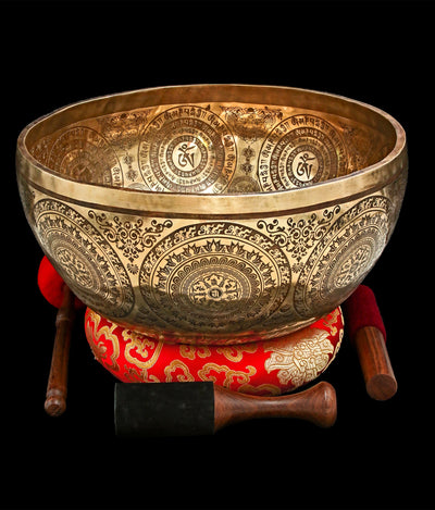 New Etched Jambati Dragon Singing Bowl F#2 92Hz 15" E16192 by Bodhisattva Trading Company - main product image for Resin Society
