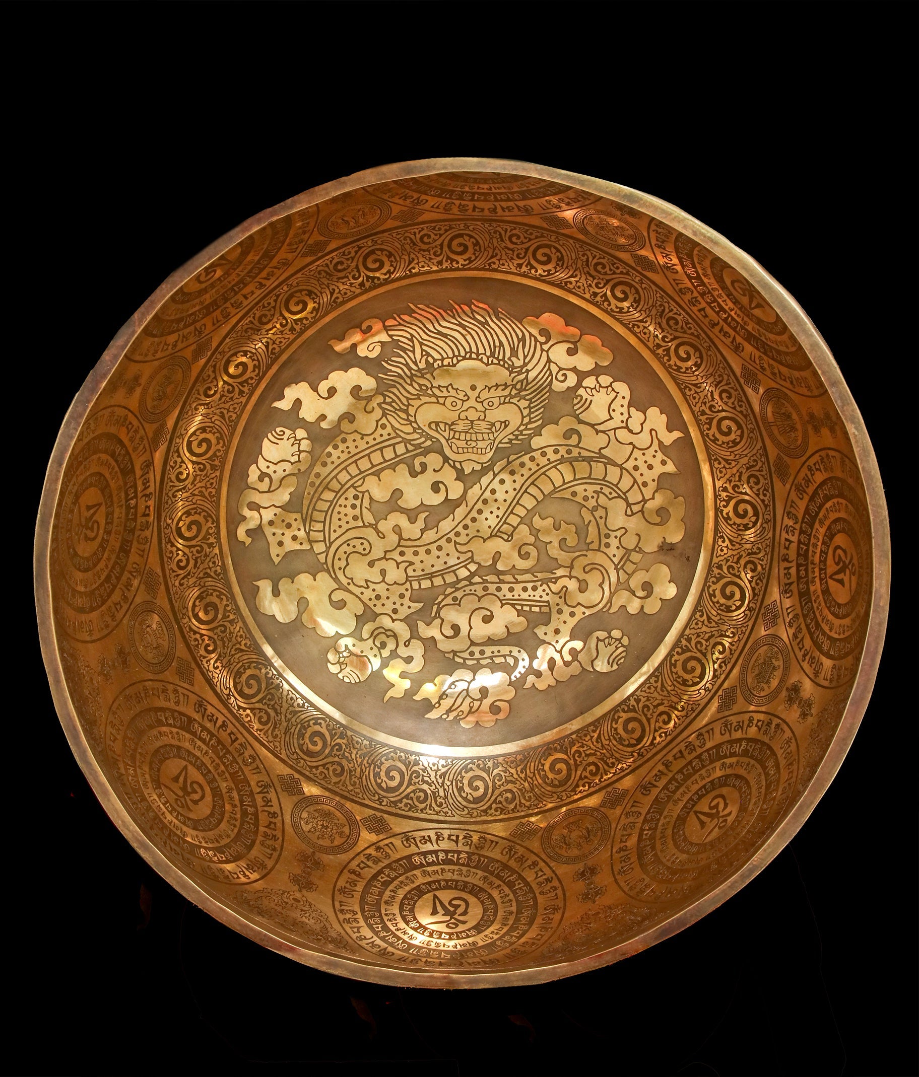 New Etched Jambati Dragon Singing Bowl F#2 92Hz 15" E16192 by Bodhisattva Trading Company - product image 2 for Resin Society