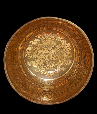 New Etched Jambati Dragon Singing Bowl F#2 92Hz 15" E16192 by Bodhisattva Trading Company - product image 2 for Resin Society