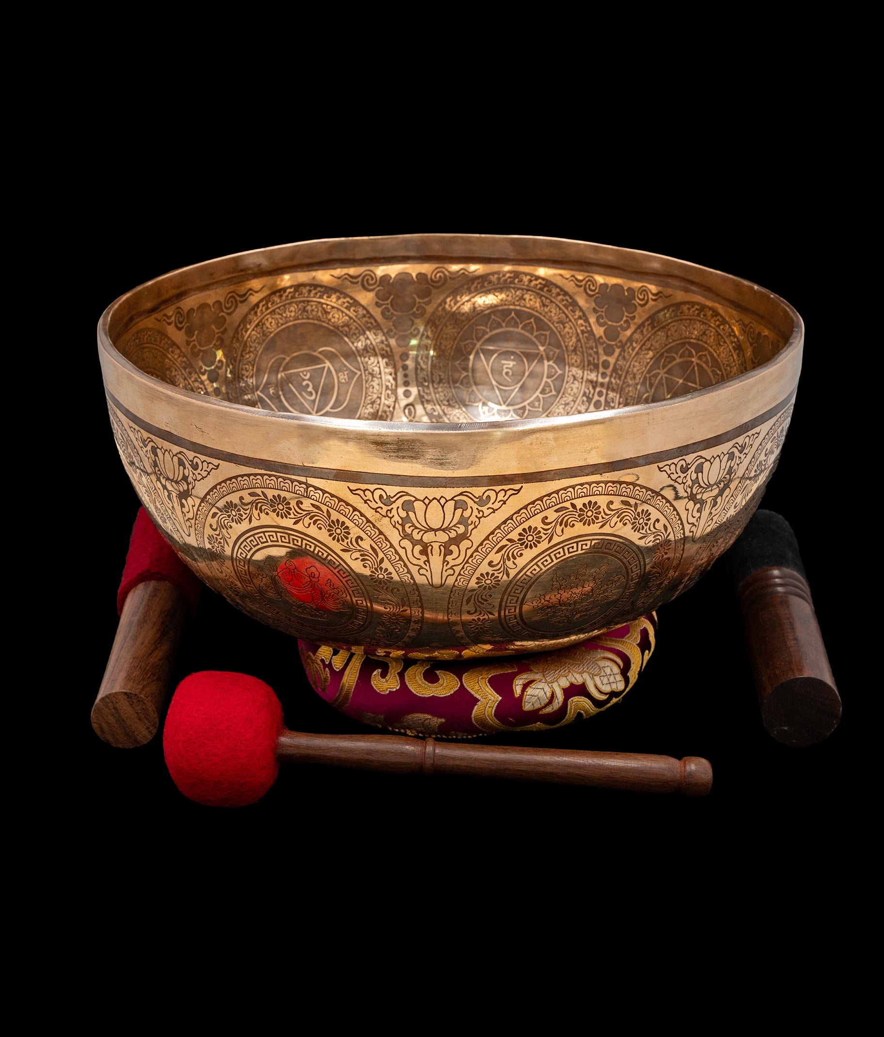New Etched Jambati Cosmos Singing Bowl G2 98Hz (NCP) 11" N16209 by Bodhisattva Trading Company - main product image for Resin Society