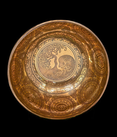 New Etched Jambati Tree of Life Singing Bowl B2 122Hz 10.5" N16221 by Bodhisattva Trading Company - product image 2 for Resin Society