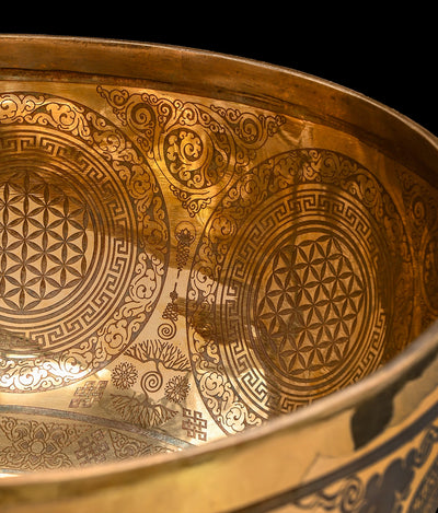 New Etched Jambati Tree of Life Jambati Singing Bowl F2 86Hz 11" N16224 by Bodhisattva Trading Company - product image 2 for Resin Society