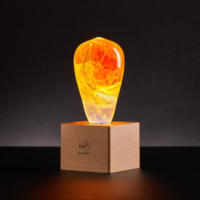 Nebula Resin LED Table Lamp with wooden base by EP Designlab