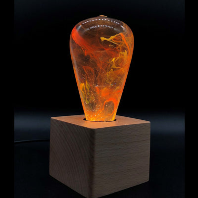 Nebula Resin LED Table Lamp with wooden base by EP Designlab