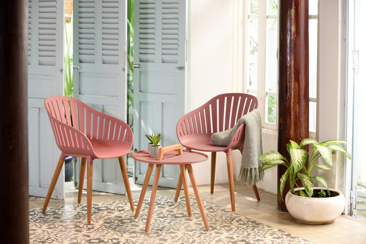 Nassau Carver Armchair in Peony Pink Social Plastic® - 2pc by LifestyleGarden US - product image 3 for Resin Society