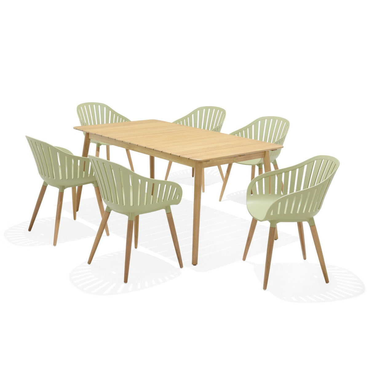 Nassau 7 Piece Rectangular Dining Set – Sage Green Social Plastic® by LifestyleGarden US - product image 4 for Resin Society