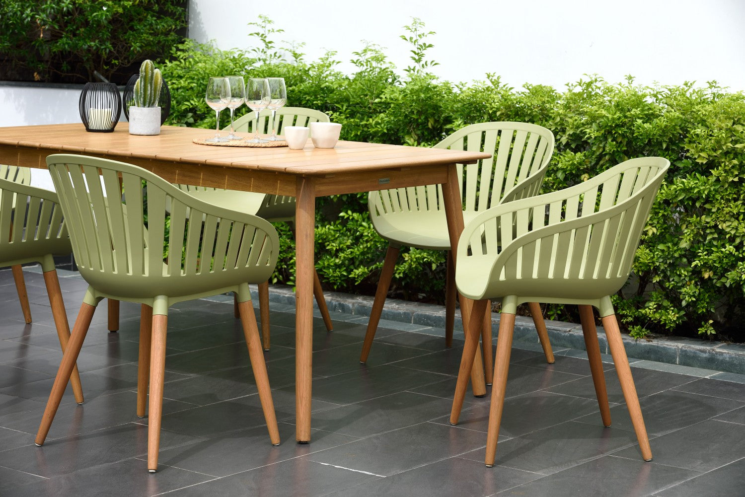 Nassau 7 Piece Rectangular Dining Set – Sage Green Social Plastic® by LifestyleGarden US - product image 2 for Resin Society