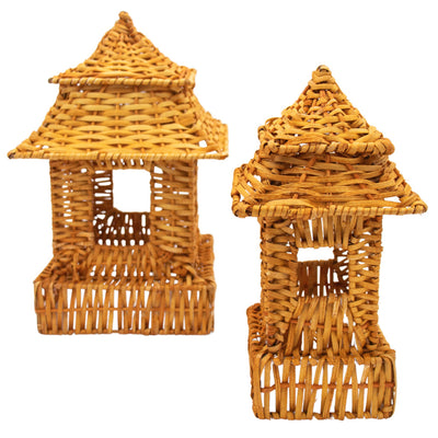 10 (+1 Free Bonus) Small Natural Rattan Pagoda Lanterns - Handmade by Ro'Table - product image 2 for Resin Society