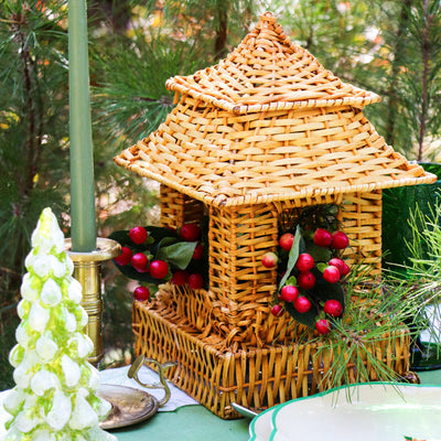 Natural Rattan Pagoda Lantern Set - 1 Large & 1 Small