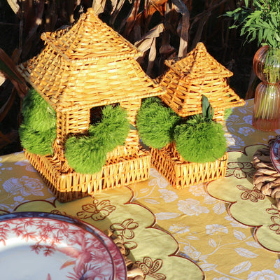10 (+1 Free Bonus) Small Natural Rattan Pagoda Lanterns - Handmade by Ro'Table - product image 9 for Resin Society
