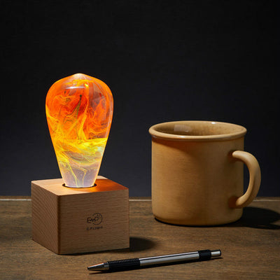 EP Light Nebula Resin LED Lamp showing handcrafted nebula design with wooden base options