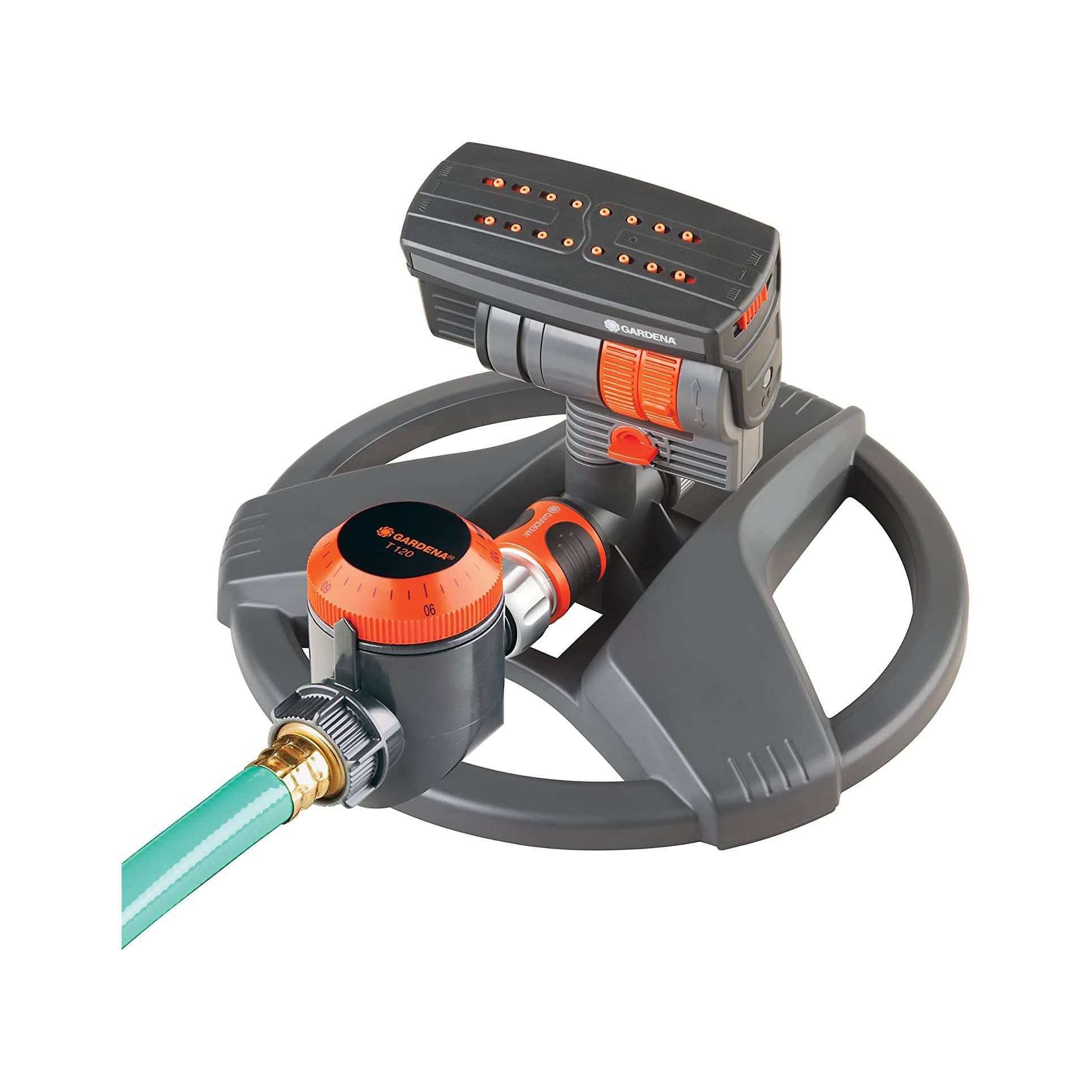 ZoomMaxx Oscillating Sprinkler On Weighted Sled Base w/Timer 2300 Sq. Ft. Coverage by Gardena - Resin Society