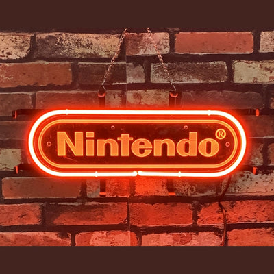 Nintedo Neon Light Sign glowing with vibrant neon colors against a neutral backdrop