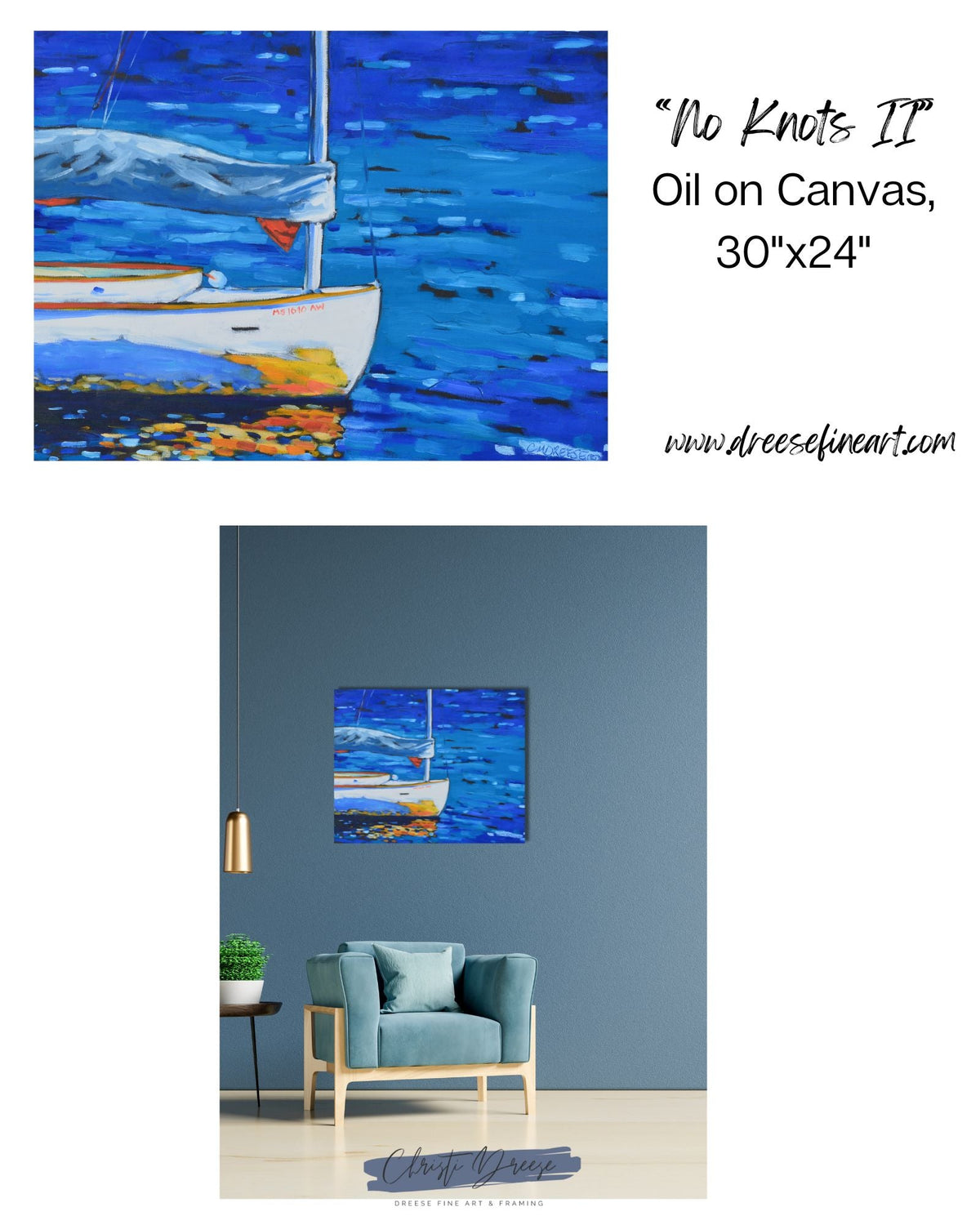 "No Knots II" Original Oil Painting on Canvas by Dreese Fine Art - product image 2 for Resin Society