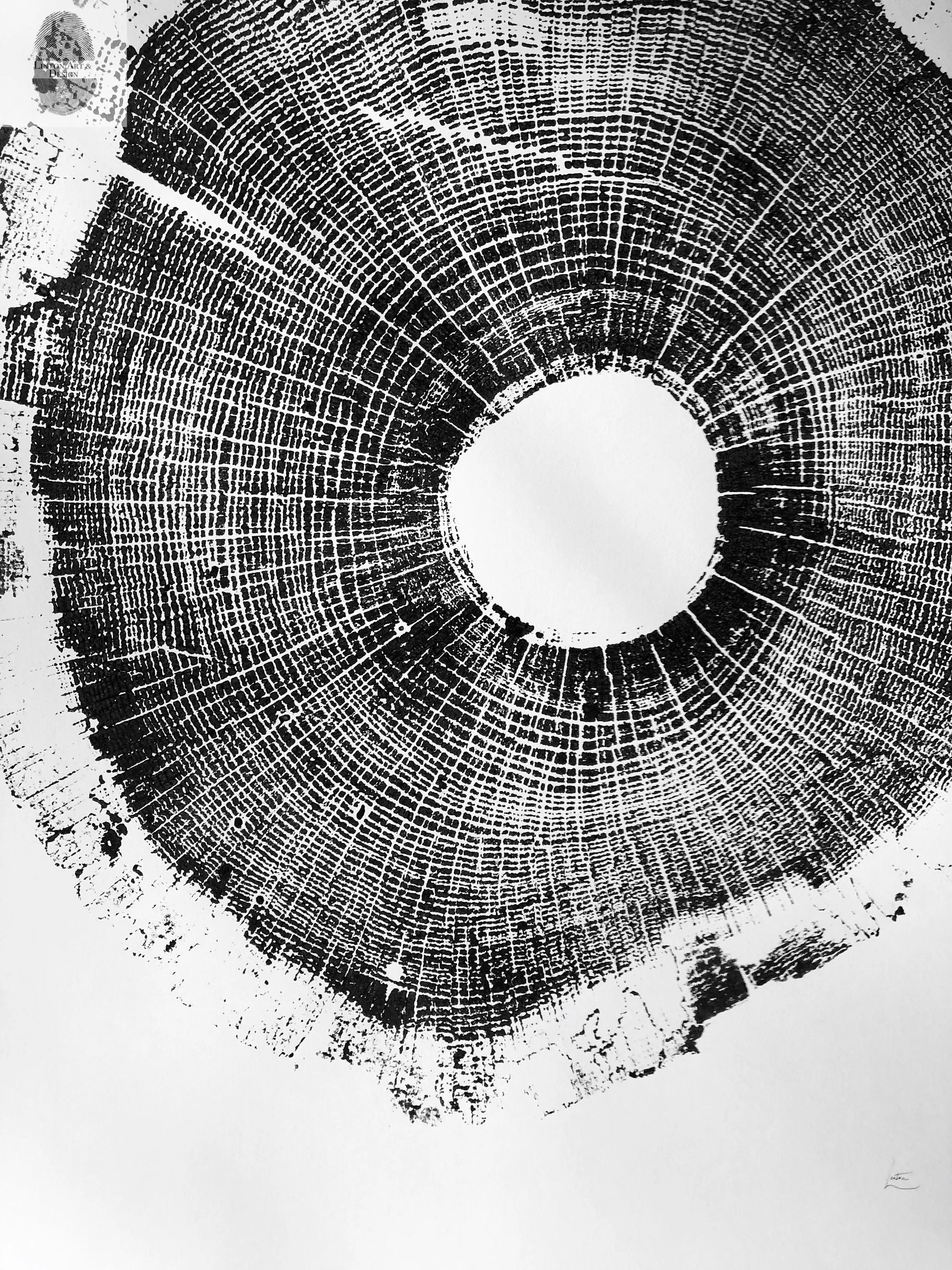 18x24 North Carolina Tree Art Oak print by lintonart showing detailed woodcut texture on paper