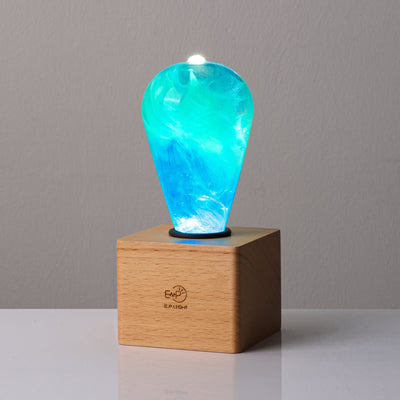 EP Light Ocean Resin LED Lamp showcasing handcrafted ocean-inspired resin design with wooden base options
