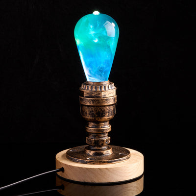EP Light Ocean Resin LED Lamp showcasing handcrafted ocean-inspired resin design with wooden base options