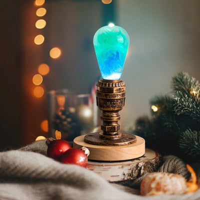 EP Light Ocean Resin LED Lamp showcasing handcrafted ocean-inspired resin design with wooden base options