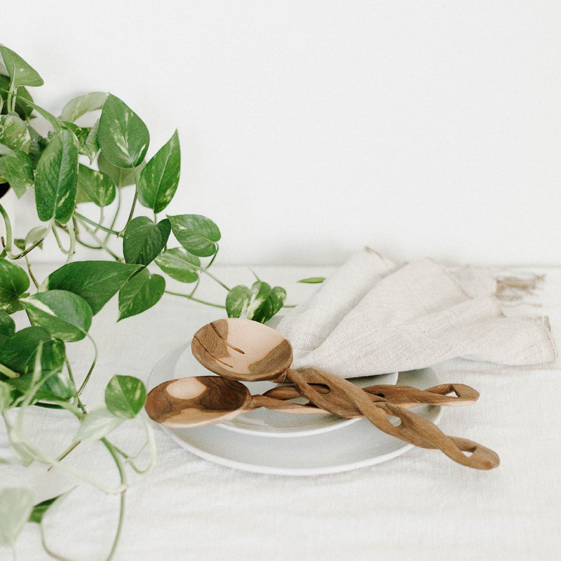Olive Wood Spiral Salad Servers by Mbare Ltd - product image 4 for Resin Society