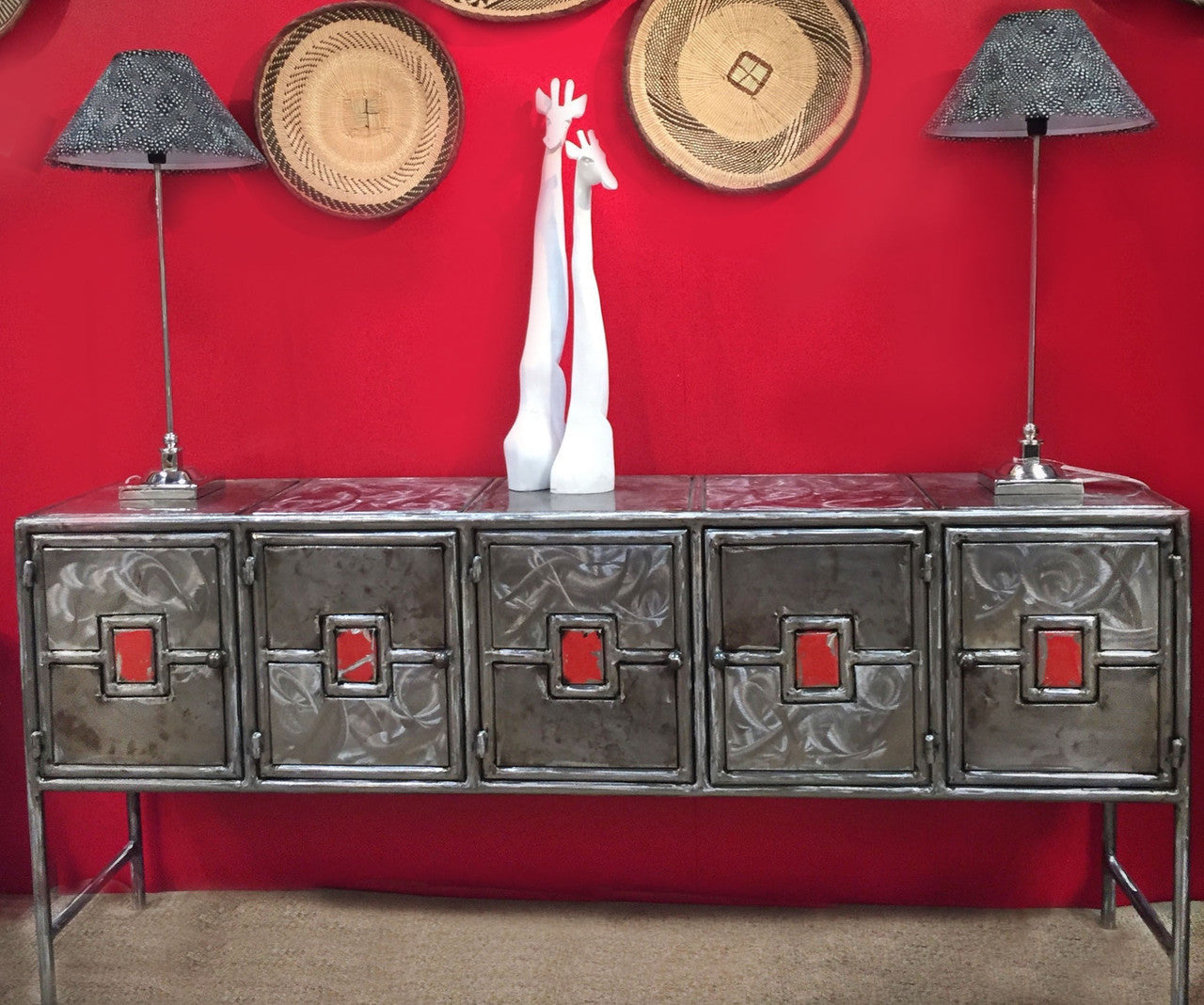 Recycled Metal Credenza - Red by Mbare Ltd - product image 3 for Resin Society