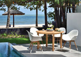 Oldbury Round Table and 4 Chamonix Carver Armchair Dining Set by LifestyleGarden US - main product image for Resin Society