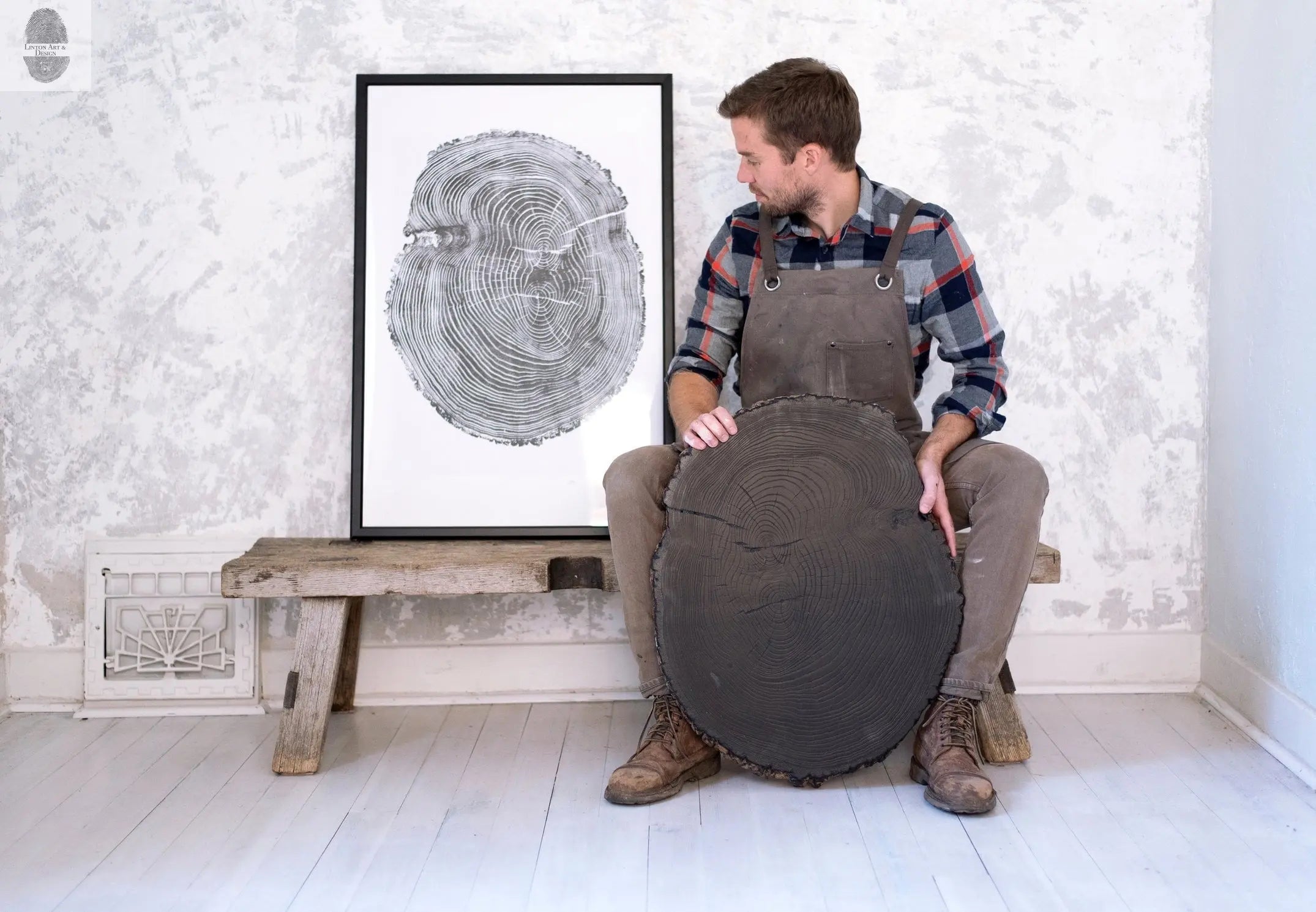 Ohio State Ash Tree Ring Print, signed original 24x36 woodcut art by Erik Linton
