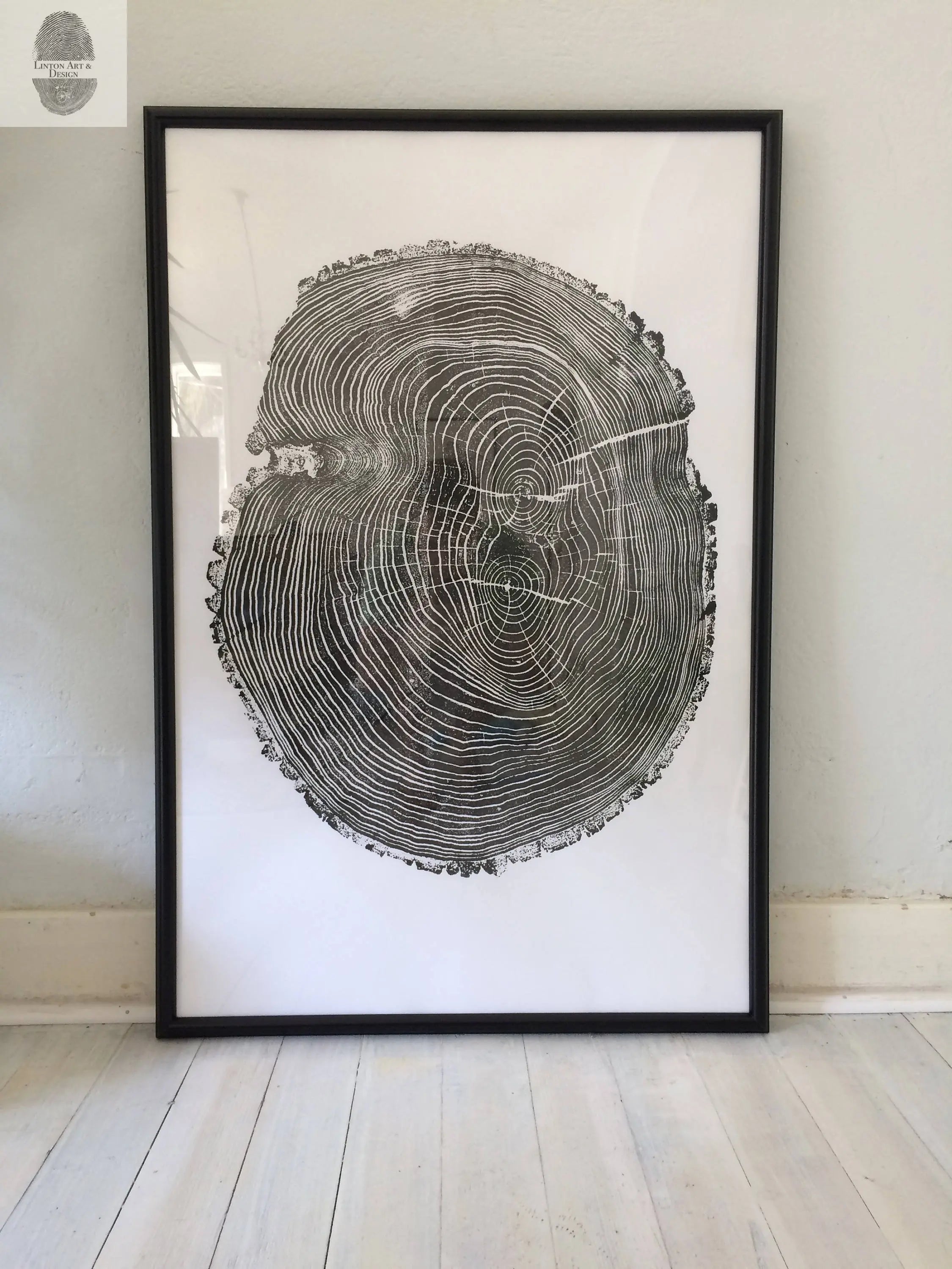 Ohio State Ash Tree Ring Print - Signed Original 24x36 Woodcut Art