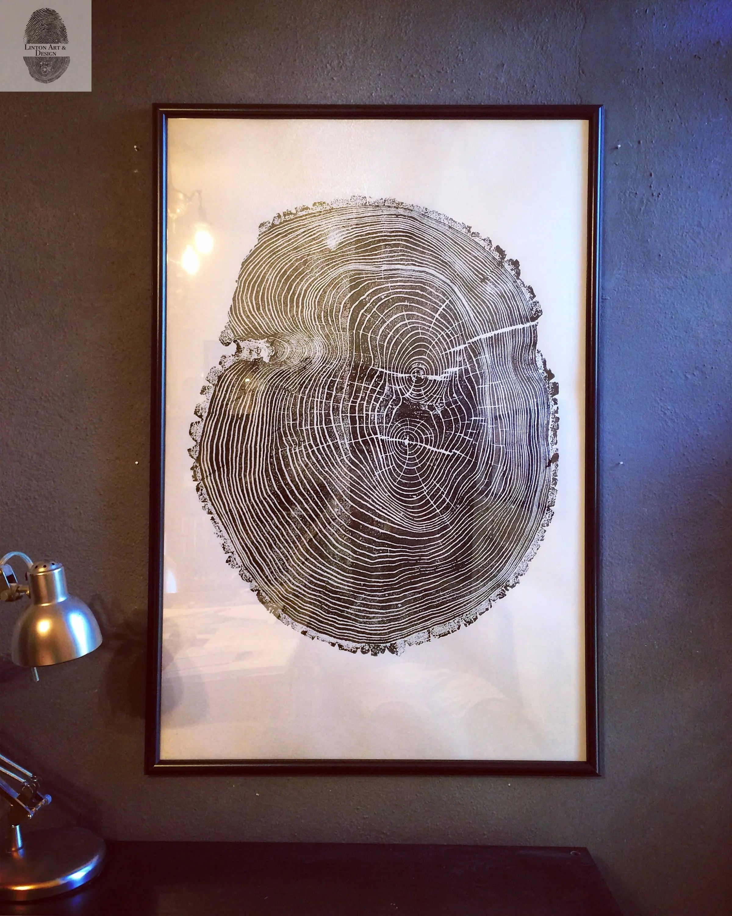 Ohio State Ash Tree Ring Print - Signed Original 24x36 Woodcut Art